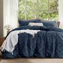Bedsure Boho Oversized King Duvet Cover - Navy Breathable & Soft Boho Bedding, Machine Washable Comforter Cover for All Seasons, Includes 1 Duvet Cover 120"x98" with 2 Pillow Shams & Zipper Closure