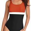 Women's One Piece Swimsuits Athletic Modest Sport Bathing Suits Scoop Neck U Back Training Racing Swimwear (XL)