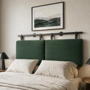 King Headboard only, Wall Mounted Headboard for Adjustable Bed, Hanging Head Board for King Size Bed Upholstered Headboard Cabeceras De Cama for Bedroom, Dorm, Guest Room, Green