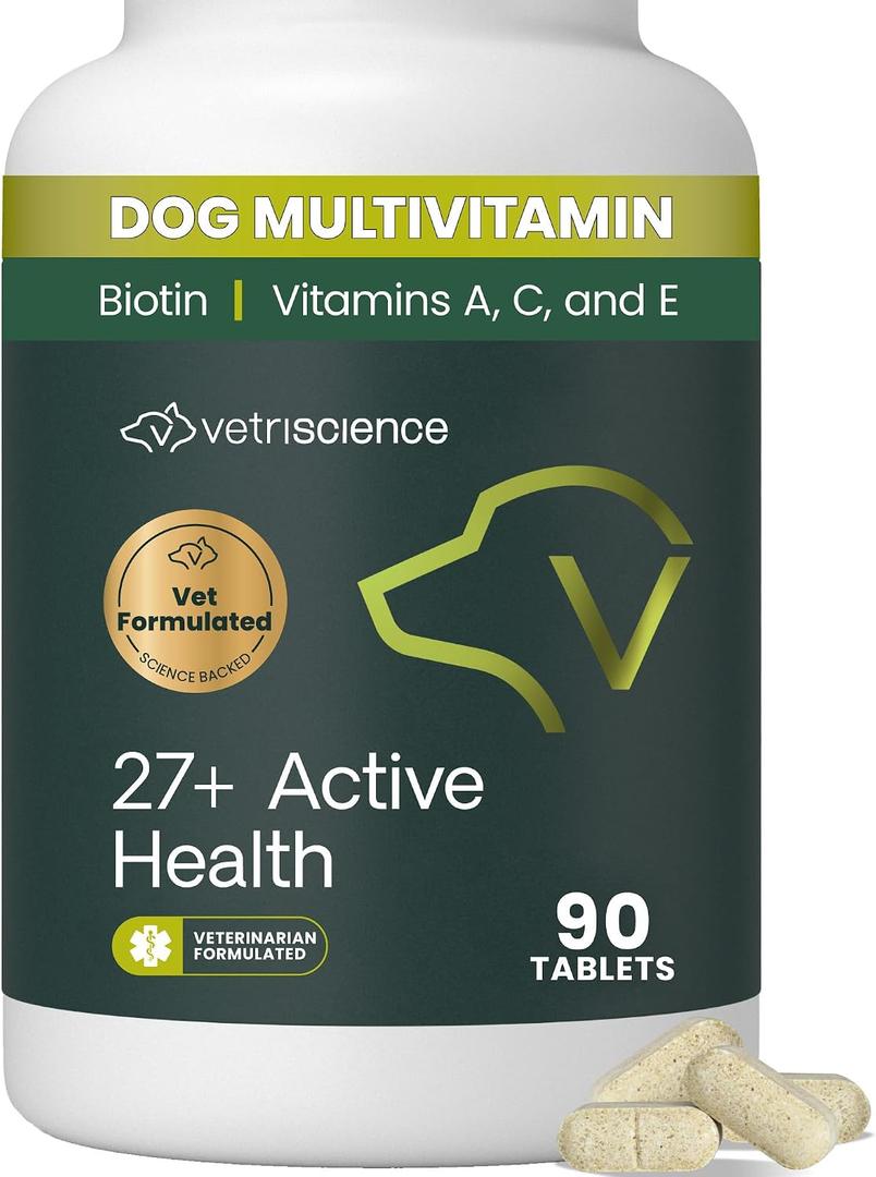 3 x VetriScience 27+ Active Health Chewable Tablets for Dogs, Duck, 90 Count