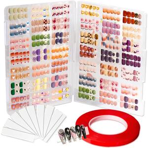 Large Clear Press on Nails Storage Box, Empty Press on Nails Packaging Box Set with Double-sided Adhesive Tape and 50 Arcylic Nail Display Stand Can Be Used to Store and Store Personal Items