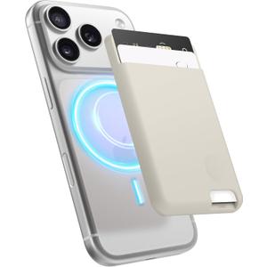 elago Magnetic Wallet Card Holder 2-Cards Compatible with MagSafe for iPhone - Secure Phone Wallet, Long Last Silicone, Scratch and Damage Protection (Stone)