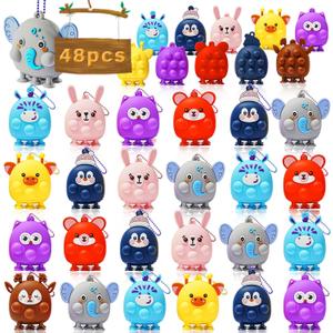48 Pcs Party Favors for Kids, 3D Animal Pop Fidget Toys Bulk, Sensory Bath Suction Toys for Toddlers, Carnival Treasure Classroom Prizes Box Toys, Fidget Stocking Stuffers Birthday Party Gifts