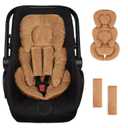 GFU Infant Car Seat Insert Head and Body Support, Reversible Newborn Insert for Carseat with Strap Pads, Soft Stroller Cushion Pillow Insert for Boys and Girls, Fits for Stroller, Swing, Brown