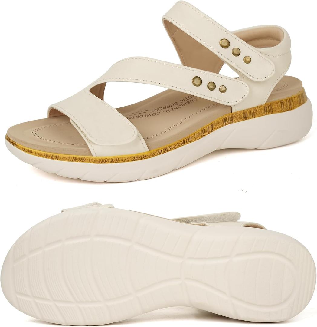 ORTOREX Women Comfortable Arch Support Sandals Cushioned Walking Sandals, Size 8