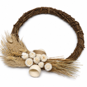 Ivory White Dried Flowers on Grapevine Wreath 3.14H×19.6 