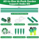 117 PCS Garden Stakes, Fiberglass Tomato Stakes, Garden Sticks | 35 Sets DIY 4ft, 5ft, 6ft, 7ft Plant Stakes with Accessories, Plant Sticks Supports for Indoor Outdoor Plants, Vegetables