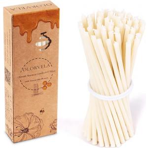 Pure Beeswax Candles, 7.3" Decorative Thin Taper Candles,Honey Scented, Dripless, Smokeless, 40min Burn Time for Birthday, Dinner, Prayer, Church, Hanukkah, Christmas (White, 50 pcs)