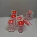 6 Pcs Christmas Gift Cups Reusable 16 oz Acrylic with Lids and Straws Plastic Drinking Tumblers Snowman Santa Claus Gingerbread Ice Coffee Mason Jars for Xmas Party Decor Supplies