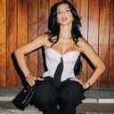 Women's Strapless Corset Top Sexy Office Chic Preppy Bustier with Satin Tie Accent Trendy Streetwear (White, S)