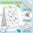 Lincia 24 x 18 Inch Portable Dry Erase Board with Stand, Foldable White Board Double Sided Whiteboard Easel, Silver Aluminum Frame with Metal Handle for Office Home School Teaching Demonstration
