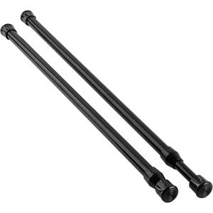 KXLife 2Pcs Spring Tension Curtain Rod, 18 to 30 Inch Adjustable Small Tension Rods No Drill, Black Spring Loaded Curtain Tension Rod for Window