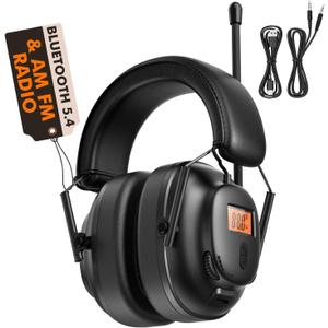 Bluetooth 5.4 Safety Earmuffs AM FM Radio Headphones Rechargeable, 30dB Hearing Protection Noise Reduction
