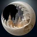 Bgraamiens Puzzles for Adults 1000 Pieces  Fractal Moon City Round Jigsaw Puzzle 1000 Pieces  Expert-Level Circular Design for Adults Hard Difficult Impossible Challenging Jigsaw Puzzles