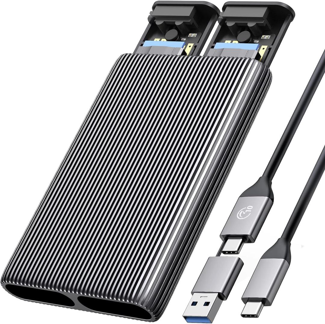 ORICO Dual M.2 NVMe SSD Aluminum USB3.2 Gen2 10Gbps, M.2 Type-C Docking Station for PCIe M-Key, B&M Key 2230/2242/2260/2280 SSD, Tool-Free, Up to 4TB