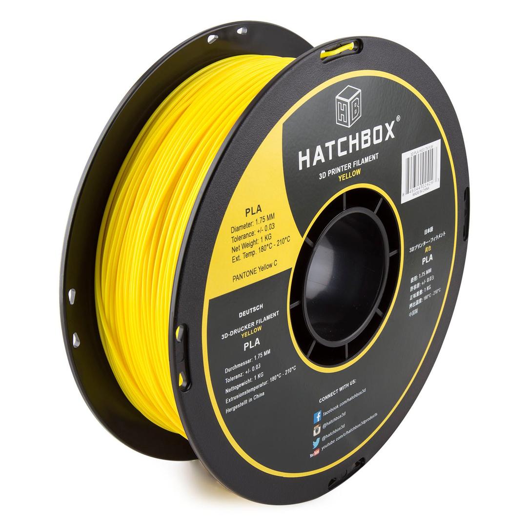 HATCHBOX 1.75mm Yellow PLA 3D Printer Filament, 1 KG Spool, Dimensional Accuracy +/- 0.03 mm, 3D Printing Filament