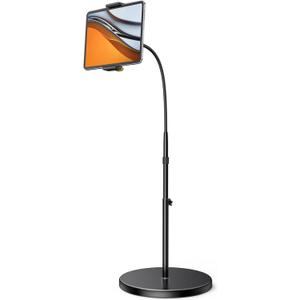 Lamicall Tablet Floor Stand Holder - Gooseneck Tablet Mount for Bed, 63" Adjustable Height & 10.6lb Stable Base, for Gifts: 4.7-13" Tablets, iPad Pro 13/9.7, Air, Mini, Galaxy Tab, Kindle, Phones (Black)