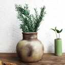 Rustic Farmhouse Ceramic Vase for Home Decor, Round Terracotta Textured Antique Vases for Dining Table Centerpieces, Shelf, Living Room, Mantel,Barn, Kitchen, Entryway -6 Inch (Vintage-Brown)