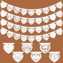 6 Pack White Papel Picado Mexican Wedding Cielito Lindo Party Decoration, 6 Patterns/ 90ft Paper Flag Designs Papel Picado Banner for Wedding Mexico Birthday Party Decor Supplies