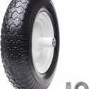 16" Flat Free Solid Tire and Wheel with 2pcs 3/4" Bearing, 4.80/4.00-8 PU Airless Tires with 5/8" Ball Bearings 6" Centered Hub for Hand Truck/Utility Cart/Various Carts, 1 P(330 Lb Gemstone Stripe), Light Grooves