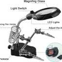 Helping Hands Magnifying Glass Soldering Station, LED Lighted 3.5X 12X Magnifier with Auxiliary Clips Alligator Clamp for Miniatures Projects,Model Making, Soldering
