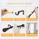 Curtain Rods for windows,1" Diameter Curtain Rod, 32-240" Standard Decorative Window Curtain Rod Set with Brackets for bathroom Kitchen Bedroom Window, Black