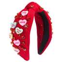 Valentines Headbands for Women Valentines Day Headband Candy Heart Hairband Valentine Galentines Gifts (Red)