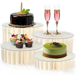 4 Pcs Buffet Risers Food Risers for Buffet Table Display as Buffet Risers and Stands Food Risers Cupcake Stands Cupcake Display for Party Table Stands Including 7.9", 5.9", 3.9" 2.8" (White, 4pcs/A)