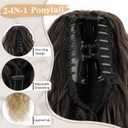 Ponytail Extension, Claw Clip Ponytail Extension for Women Long Ombre Brown Curly Clip in Pony Tails Hair Extensions 30 Inch Synthetic Layered Hairpieces for Women(Ombre Brown Mix Blonde)