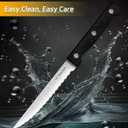 Steak Knives, 7 Pieces Steak Knife Set with Block, High Carbon Stainless Steel, Serrated Silverware Set, Black