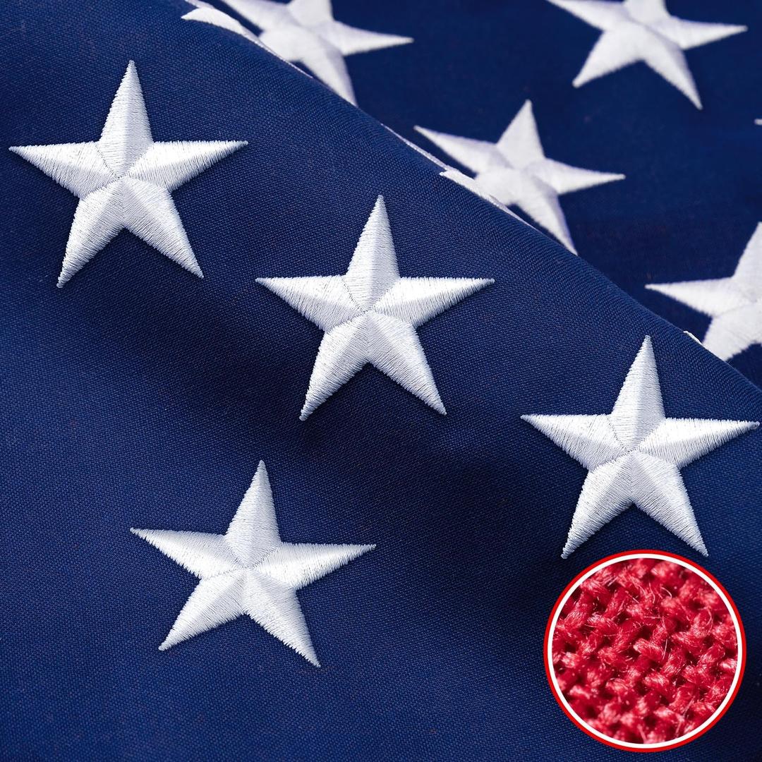 American Flag 3X5 FT TearProof Series, Heavy Duty Tough Spun Polyester USA Flags High Wind for Outside Outdoor with Durable Embroidered Stars Sewn Stripes Brass Grommets