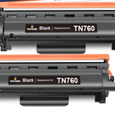 TN760 Two Pack  Toner Cartridge Compatible Replacement for Brother TN760 TN-760 TN730 TN-730 for MFC-L2690DW MFC-L2710DW MFC-L2750DW HL-L2370DW HL-L2395DW DCP-L2550DW HL-L2350DW Printer Toner Cartridges