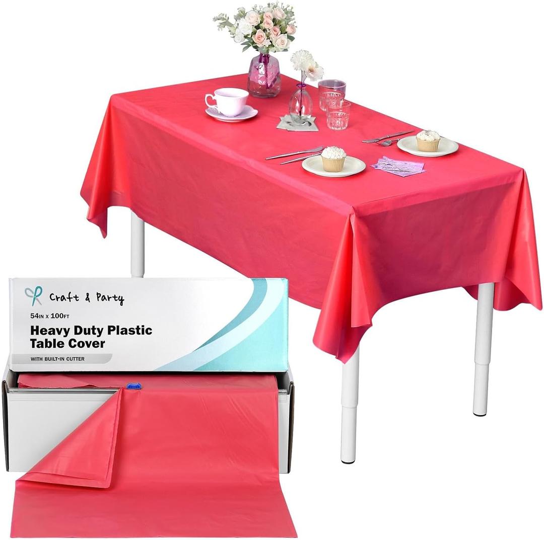 Craft And Party, Plastic Table Cover Roll for Party, Banquet, Picnic, Kids Activities for Any Size and Shape Table