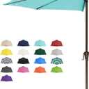 JEAREY 9ft Half Umbrella Outdoor Patio Umbrella Market Umbrellas with Crank, 1/2 Round Wall Umbrella 5 Sturdy Ribs UV Protection for Pool Garden Balcony Deck, Teal Blue