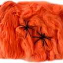 Queenbox 20g Artificial Spider Web, Stretchable Halloween Cobwebs, Horror Halloween Props for Party Haunted House Decoration, Orange