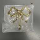 1 Pcs Gold Bow Knot Hooks Brass Bow Christmas Wall Door Hanger Towel Hooks Brass Coat Hanger Decorative Holder for Christmas Wedding Bathroom Living Room Kitchen Decor (L) (L (3.66 x 3.54 x 0.79))