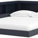 Signature Design by Ashley Simmenfort Transitional Full Bookcase Storage Floor Bed with USB Ports, Power Cord Included, UL Listed, Wood, Foundation or Box Spring Not Needed, Blue, Navy Blue