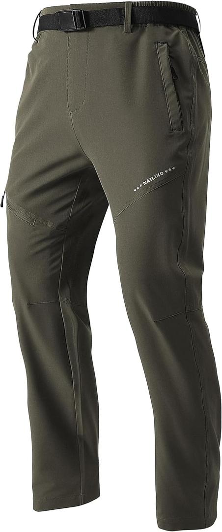 Men's Lightweight Hiking Pants Quick-Dry Waterproof Outdoor Cargo Pants with Stretchable Waist (Gray, XXL)