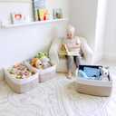 NaturalCozy Storage Baskets 16.8x13x7.6 Cotton Rope Woven Baskets for Organizing 3-Pack | Toy Storage Bins | Basket for Shelves, Laundry, Blanket, Clothes, Closet, Kitchen, Bathroom, Gifts (Off White & Mixed Brown)