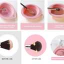 Makeup Brush Bag, PU Leather Makeup Brush Organizer, 16 Slots Portable Makeup Brush Pouch, Travel Mesh Cosmetic Bag With Foldable Makeup Brush Cleaner Bowl