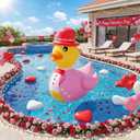 Hungdao 1 PC 4 ft Valentines Day Inflatable Duck Blow up Pool Float Large Giant Rubber Ducks with Formal Dress for Valentines Party Indoor Outdoor Wedding Decorations Air Pump Not Included