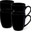 Urbanstrive 16 oz Large Coffee Mugs Set of 4 Ceramic Coffee Mug White Coffee Cups Tea Cups Idea Gift for Women Men House Warming Gifts New Home Office, Black 4 Pack