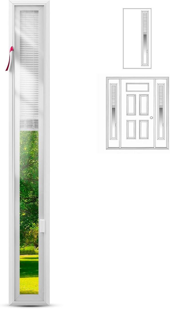 Pushglossy Add on Blinds for Raised Frame Doors 9" x 66", French Door Blinds Outer Frame Fits Glass 7 x 64 Inches Easy to Install Clean, Window Shades Behind The Glass No Special Tools