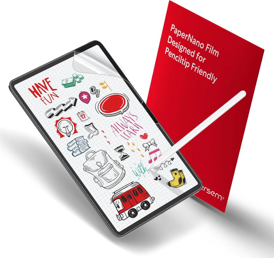 4 x bersem 2 Pack New Paper Nano Screen Protector Compatible with iPad Pro 11 Inch 2024 (M4), Matte PET Film for Paper Art Writing, Nib Friendly, Anti-Glare, Easy Installation, Nano-Texture (Transparent)