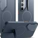 SURITCH for Samsung Galaxy S24 Plus Phone Case, Magnetic Protective Cover with Camera Cover & Adjustable Metal Kickstand for Galaxy S24 Plus (2024)-Dark Blue