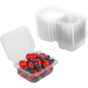Disposable Transparent Plastic Packaging Box (50 Count) with Cover, Disposable Plastic to Go Boxes fruit and vegetable box,Used to Hold Fruits, Vegetables, Salad