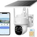 4G LTE Cellular Security Camera Wireless No WiFi Needed Solar-Powered Wireless Outdoor Security Camera with PIR Motion Sensor, 2K HD Night Vision, Remote Access, 2-Way Audio, Pan and Tilt