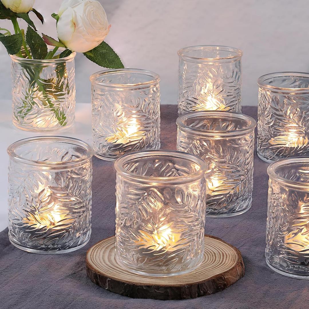 HAVITI 11 pcs Clear Votive Candle Holders, Glass Candle Holders for Home Decor, Tea Light Candle Holder for Wedding Table Centerpiece Decor