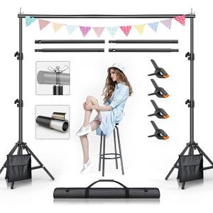 BEIYANG Backdrop Stand, 7.5 FT x 10 FT Adjustable Photography Background Support System Kit with Carrying Bag for Photo Video Studio (7.5*10FT)