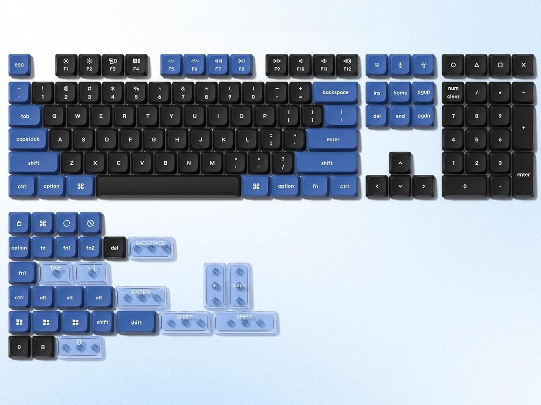 dagaladoo Low Profile keycaps for Mechanical Keyboard,Double Shot Key caps,PBT mx Gaming keycap Set,Dark Blue/Black/Light Blue Custom Key caps for Cherry Gateron MX Switches60% 65% 75% 96% 100%